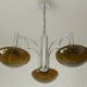 Lustre vintage en chrome, lampe suspendue en verre ambré moderne du milieu du siècle