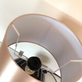Octagonal black ceramic lamp and gold lampshade / vintage 70s