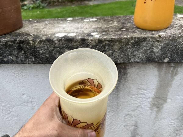Paire de vases Legras orangé en verre émaillé Art Déco