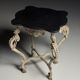 French side table hand-carved wood with marble top