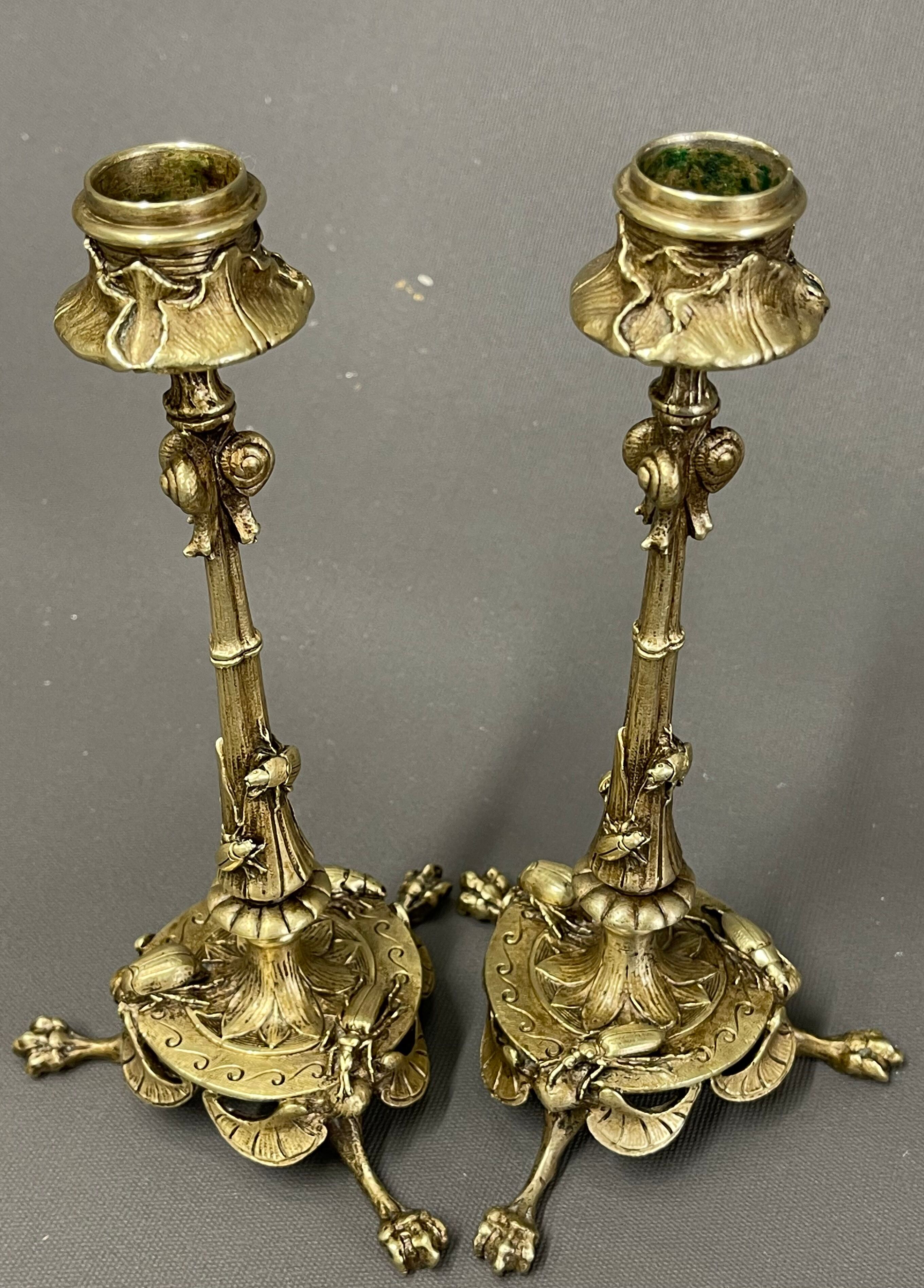 Pair of Art Nouveau Candlesticks (1900)in bronze