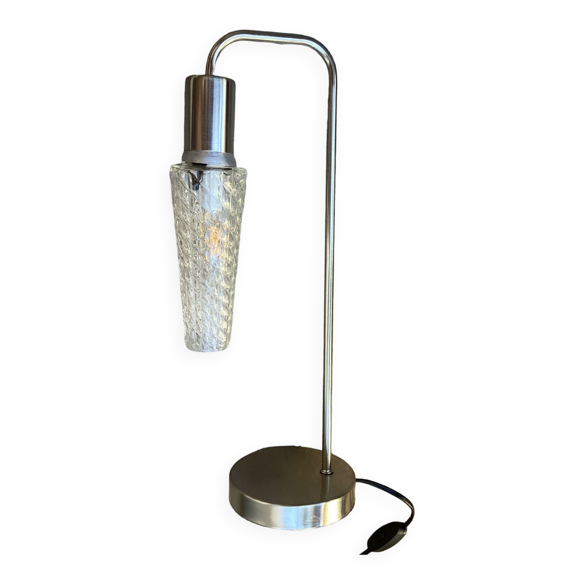 Metal table lamp and vintage glass tulip