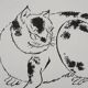 Mokuchu URUSHIBARA: Japanese print, The Cat, Signed woodblock print