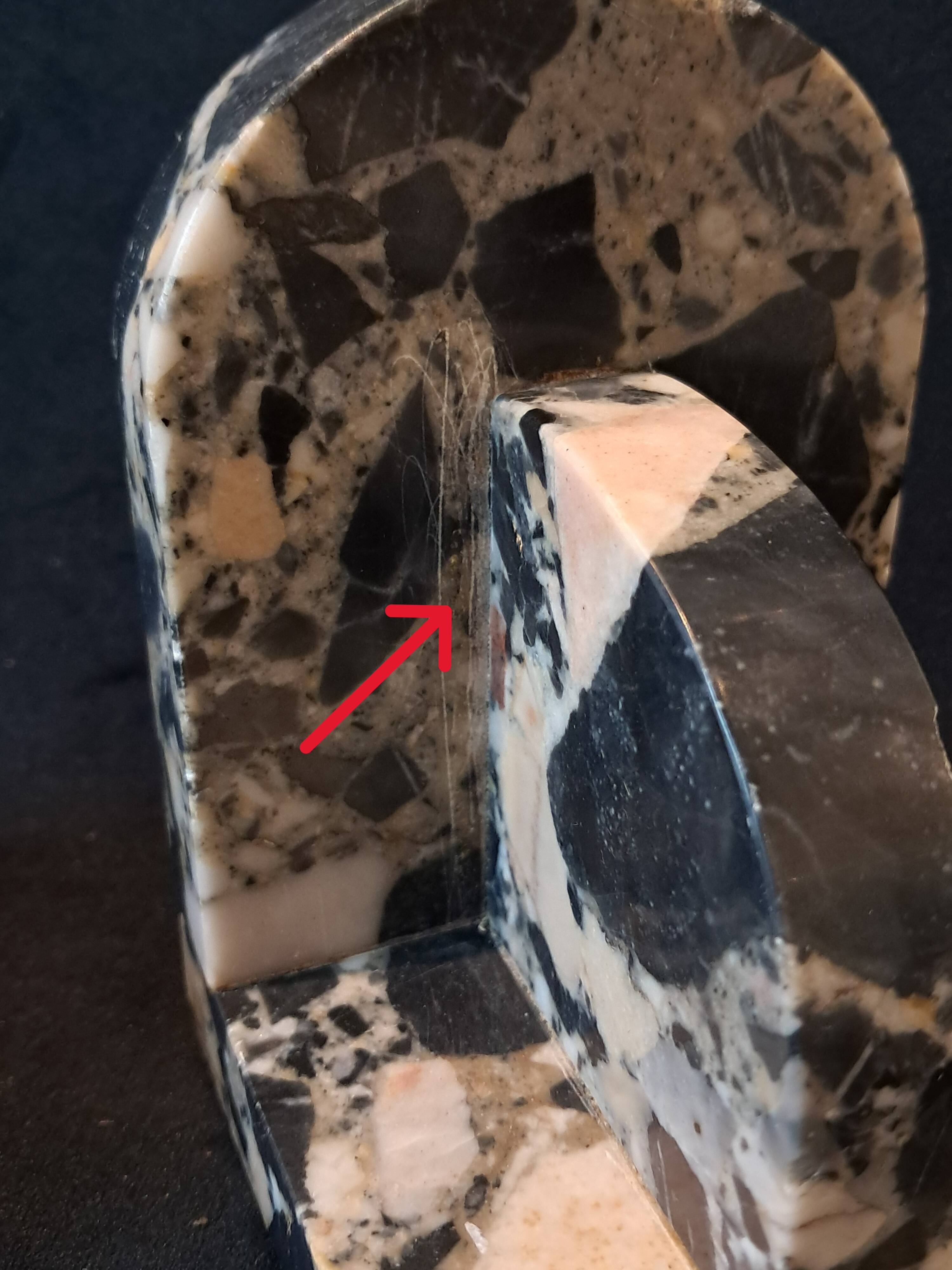 Pair of Art Deco Bookends in Black and White Breccia Marble