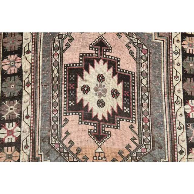 1970s Vintage Turkish Oushak Handmade Wool Cotton Brown Area Rug 85x317