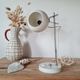 Small vintage Space Age desk lamp in white metal, 1970s design.