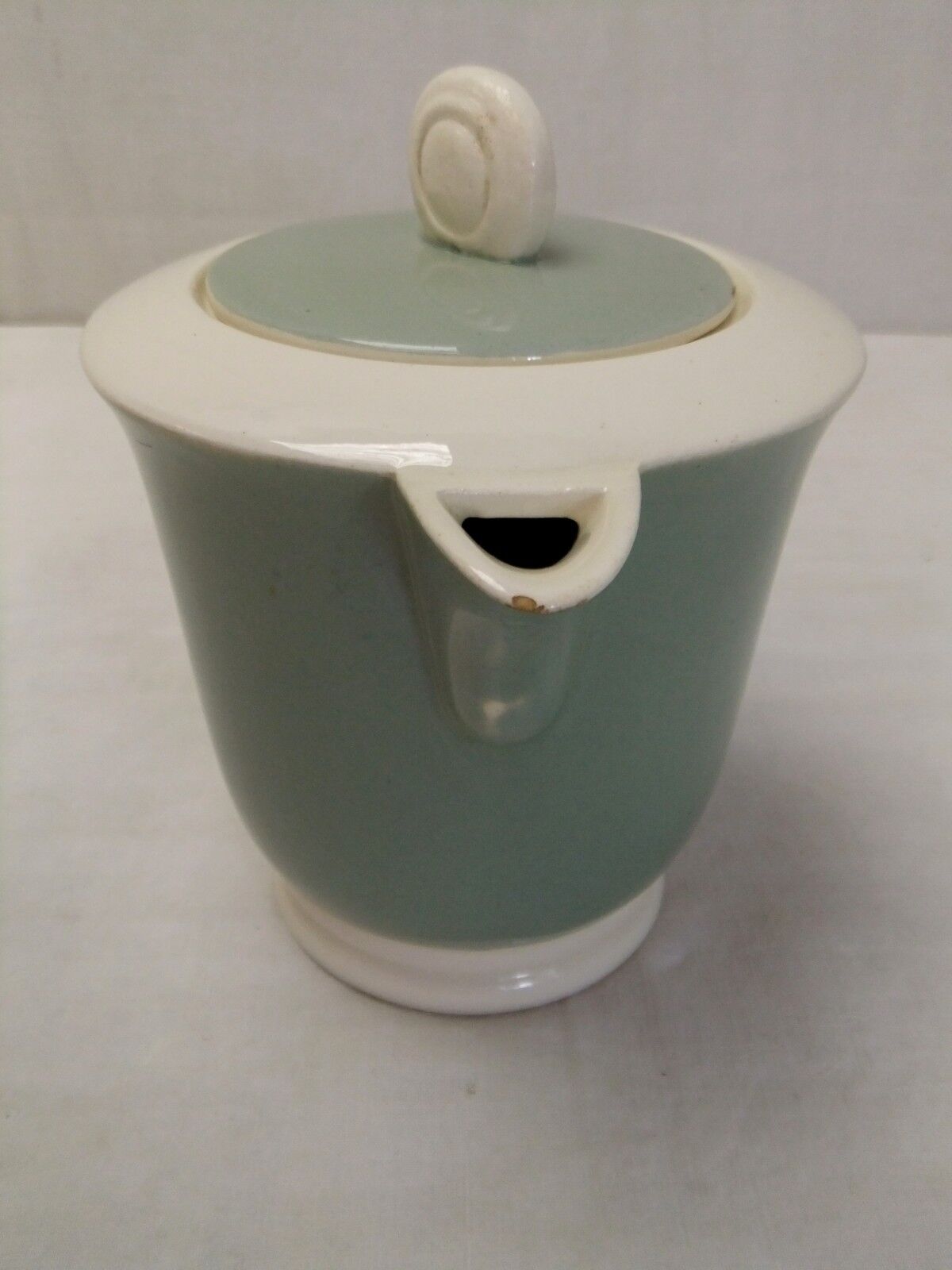 Digoin Sarreguemines almond green vintage Art Deco earthenware coffee set