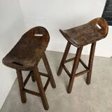 Pair of brutalist high stools