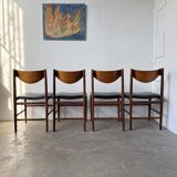 Set of 4 Italian chairs by Gianfranco Frattini.