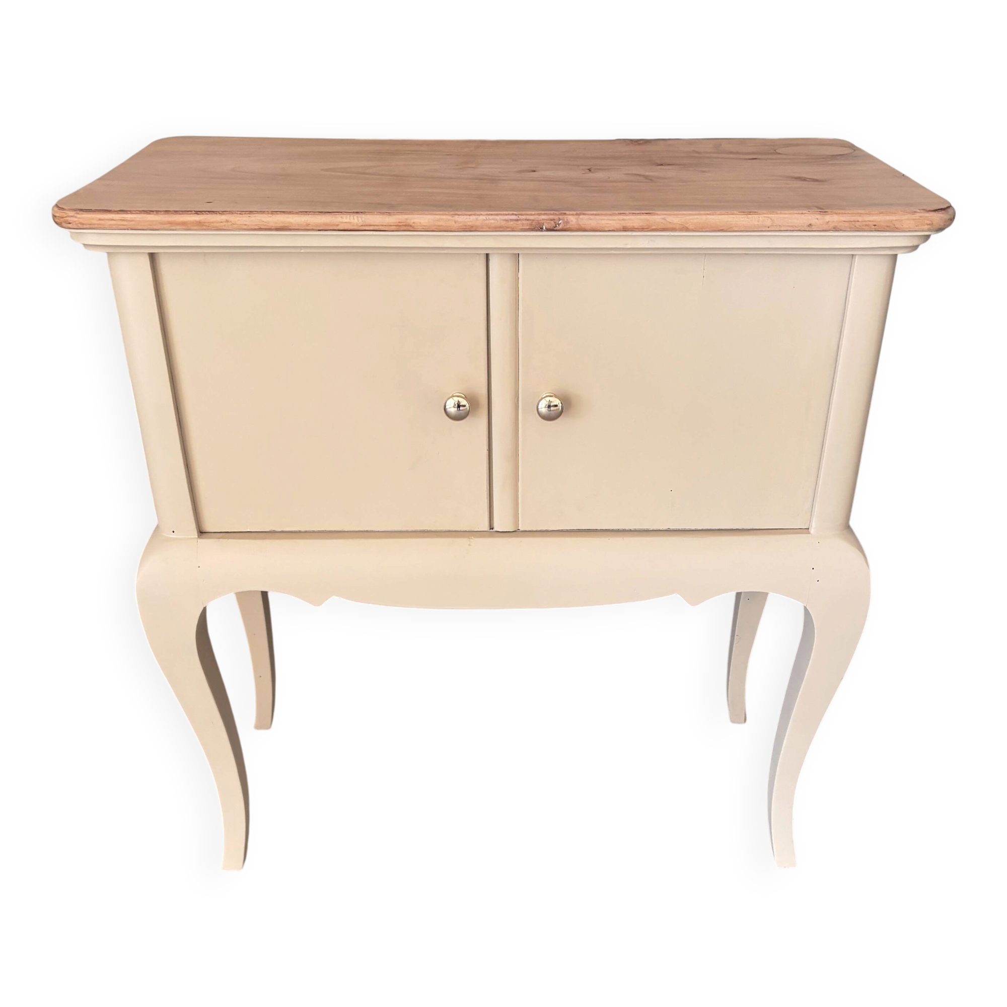 Small accent furniture / cream beige chest of drawers natural wood – chic style