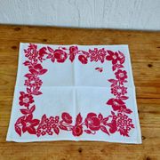 4 serviettes de table vintage blanches à fleurs roses