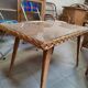 Vintage rattan coffee table with glass top