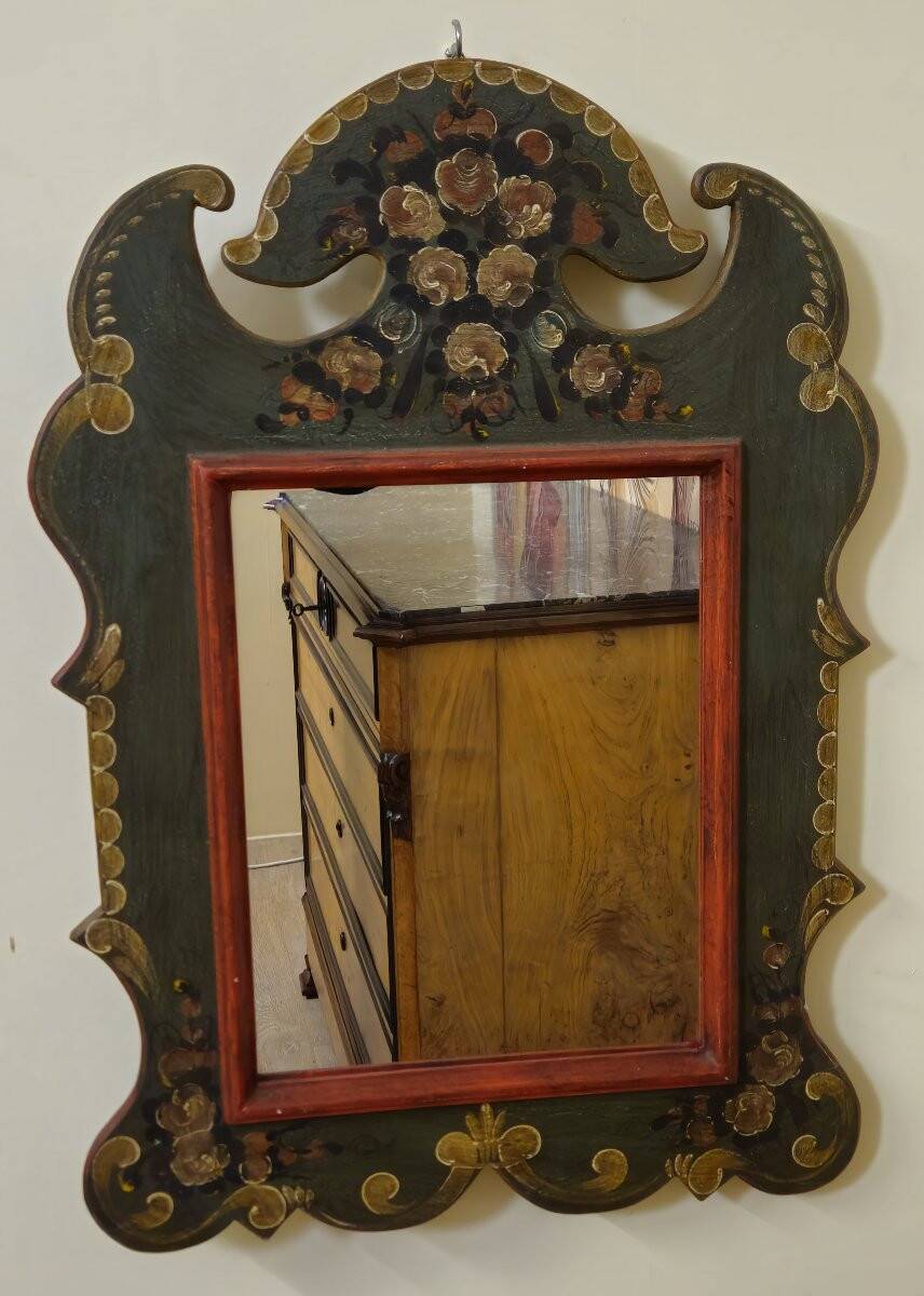Louis XV Baroque style decorative painted mirror / 20th century
