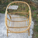 Armchair shell rattan of the 1960s
