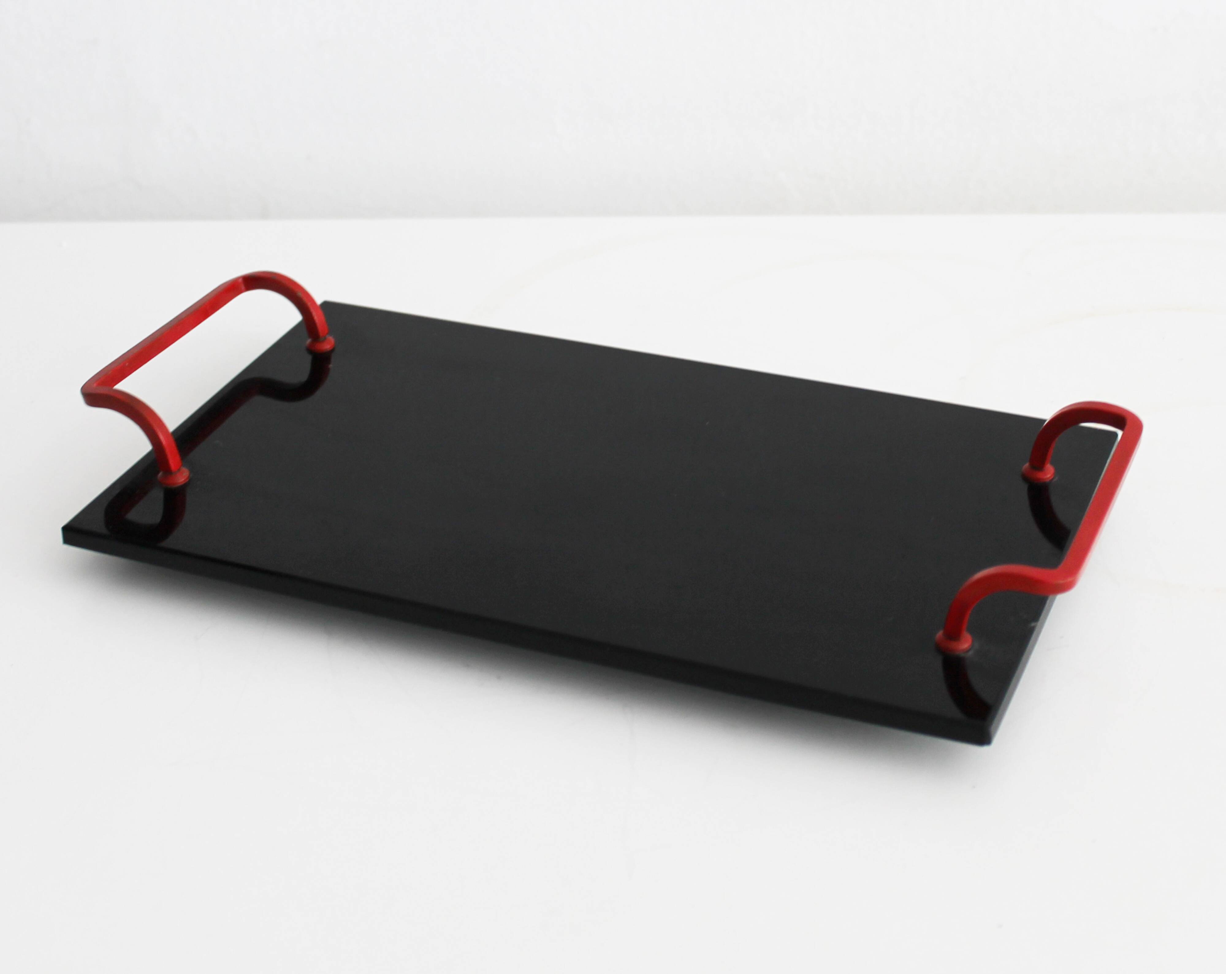 1930's Black Opaxite Glass Serving Tray