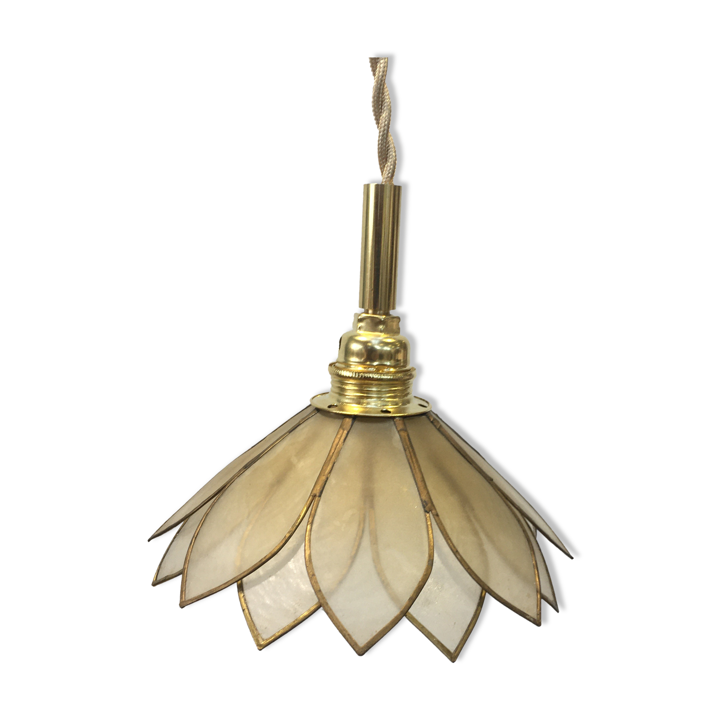 Lamp in mother-of-pearl and brass