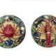 Pair of large wall plates Palissy Álvaro José Caldas da Rainha early 20th century