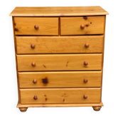 6-drawer chest of drawers in solid pine wood 83cm