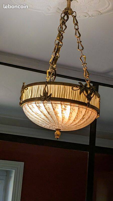 Suspension lamp Lucien Gau in bronze