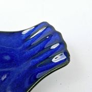 Vintage Plate Duck Foie Gras Blue Stoneware from Berry, France 25.5x15cm
