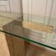 Travertine console and gold metal cross, Italy, 1970s
