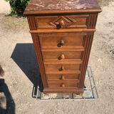 High bedside table in wood and marble around 1900
