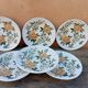 6 soup plates with orange and green flowers, Sologne porcelain, vintage