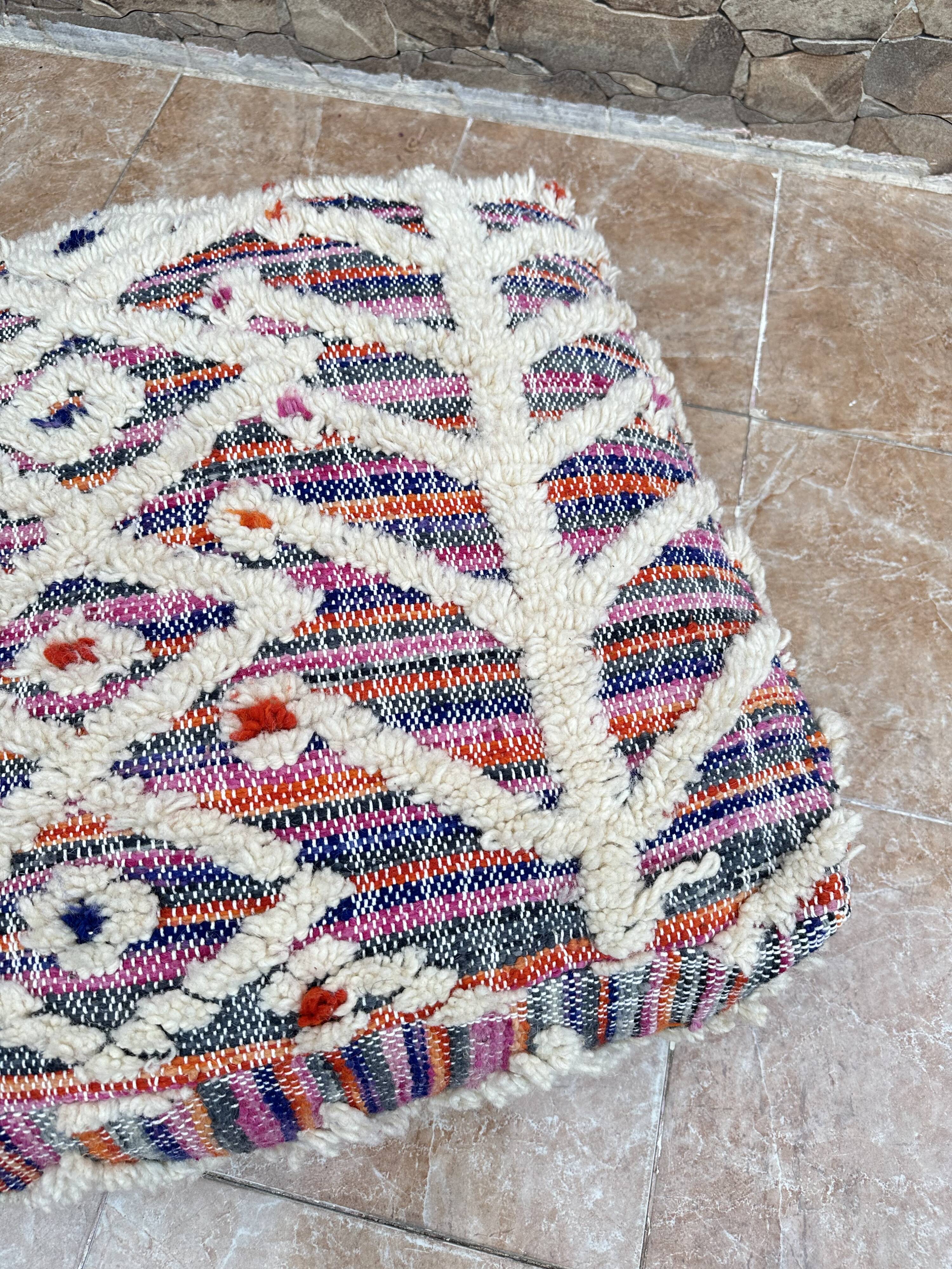 Handmade Berber Kilim pouf, floor cushion