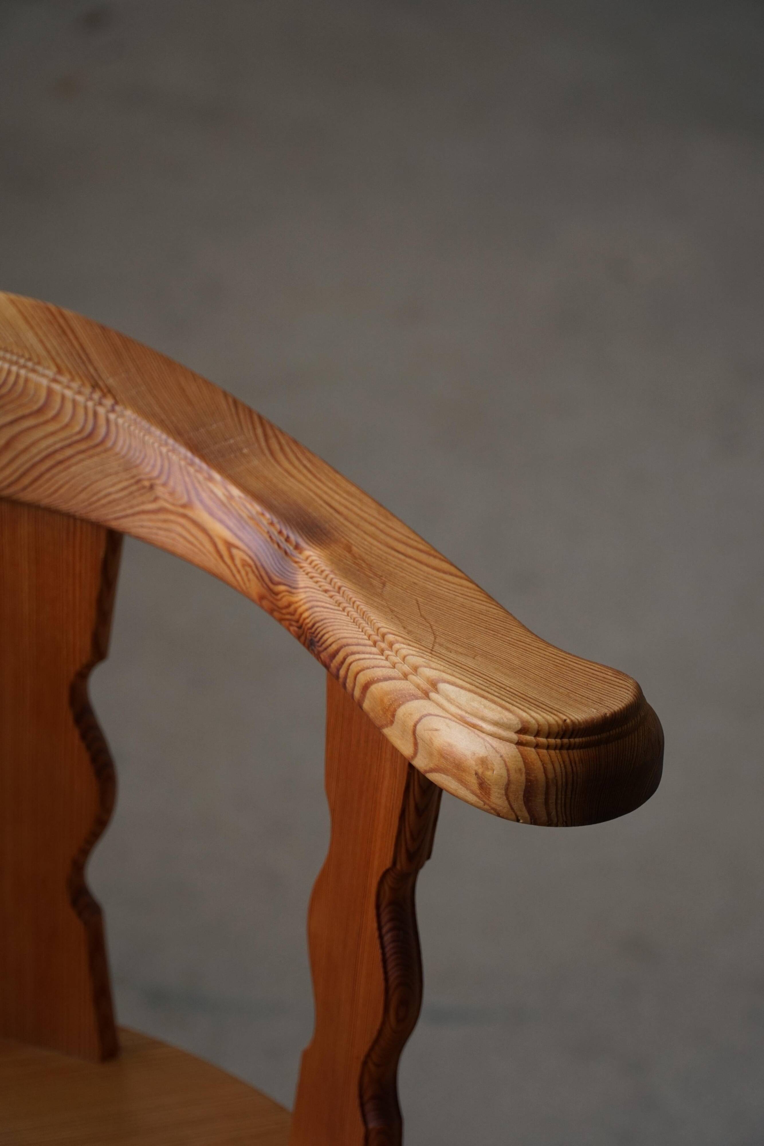 Set of 4 modern Norwegian armchairs by Krogenæs, solid pine, 1950s.