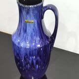 Handle vase West Germany 407-35 in vintage blue ceramic Scheurich 70'S