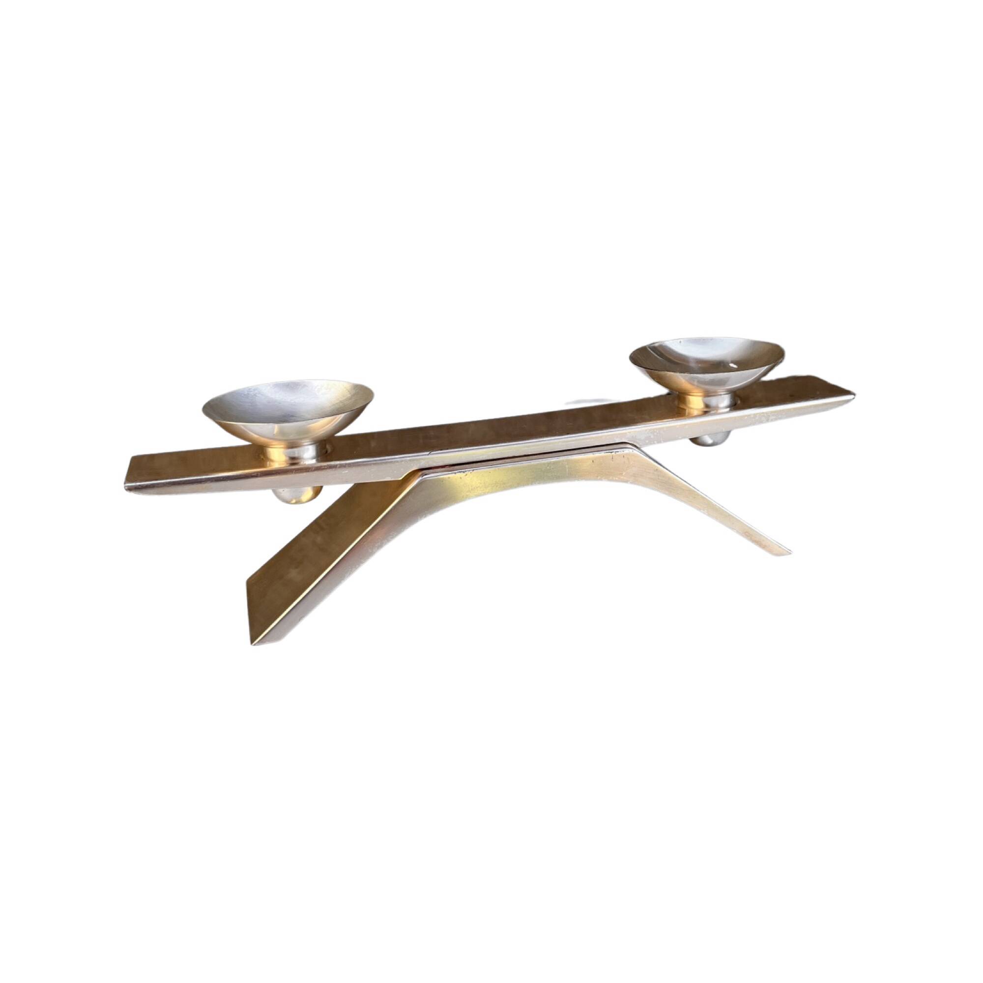 Silver-plated Ikora candlestick designed by K. Radtke WMF 1961