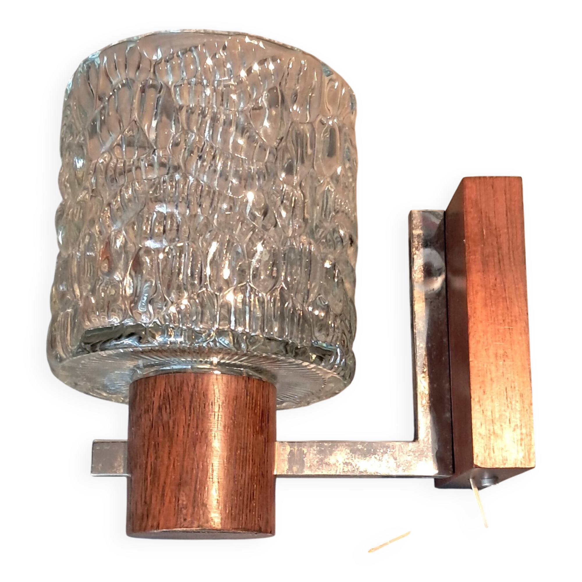 Scandinavian teak and chrome wall light from the 1960s.