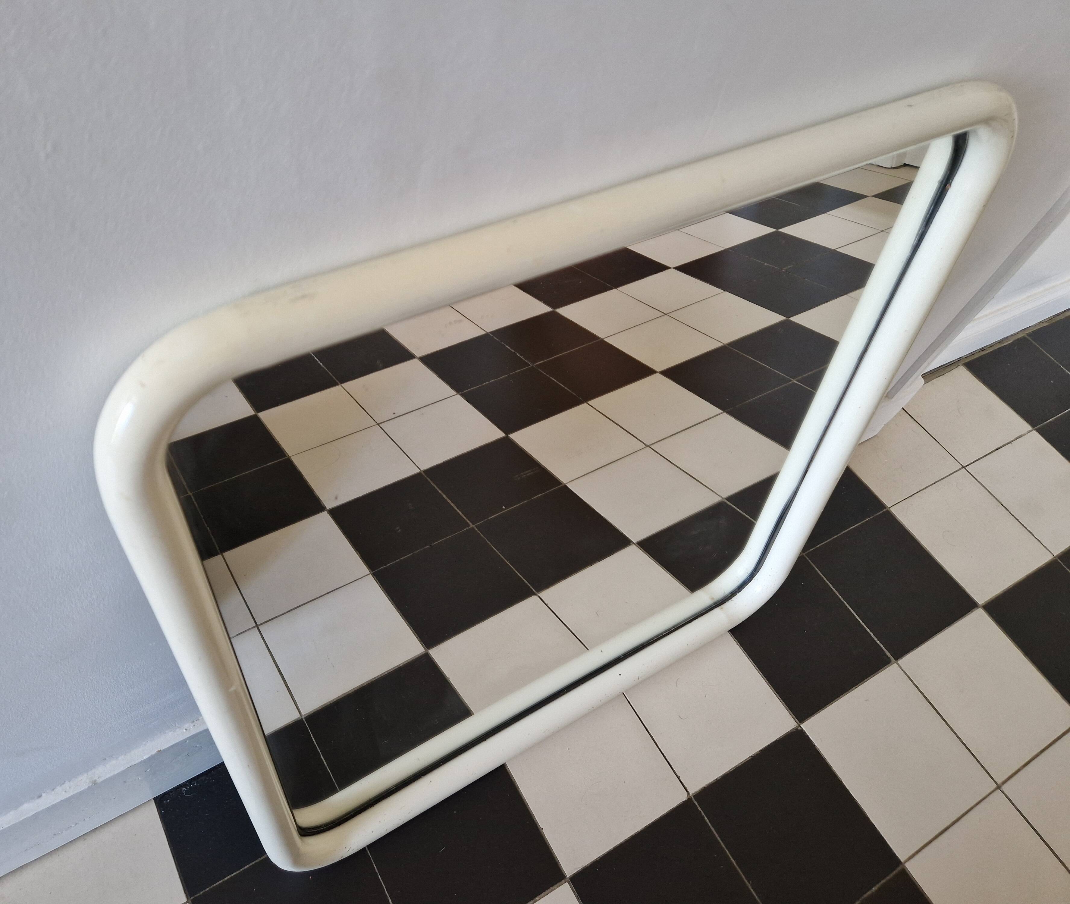 Vintage white tubular mirror from Italy, 70s