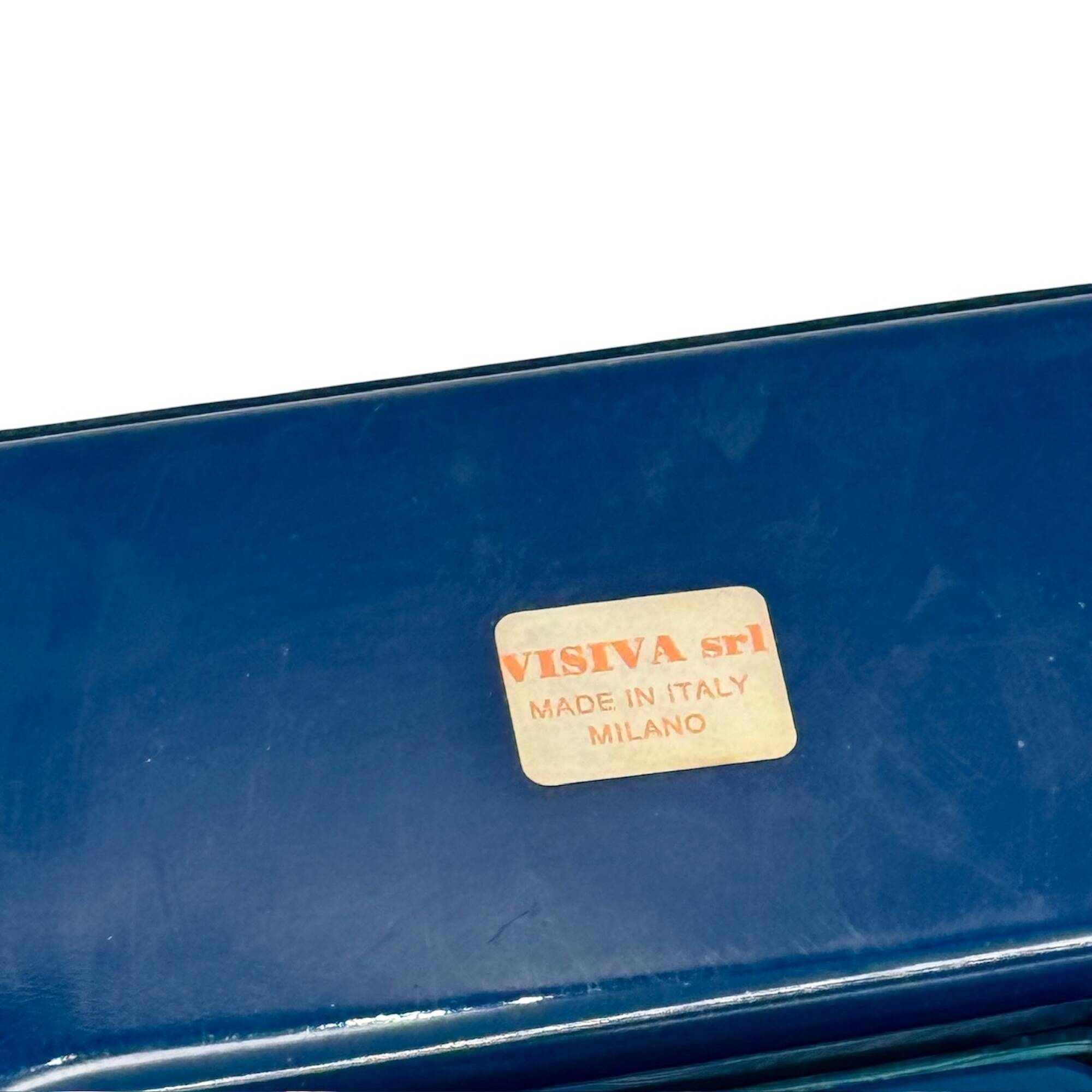 Porte-manteau mural vertical bleu Visiva Milano Italie années 70