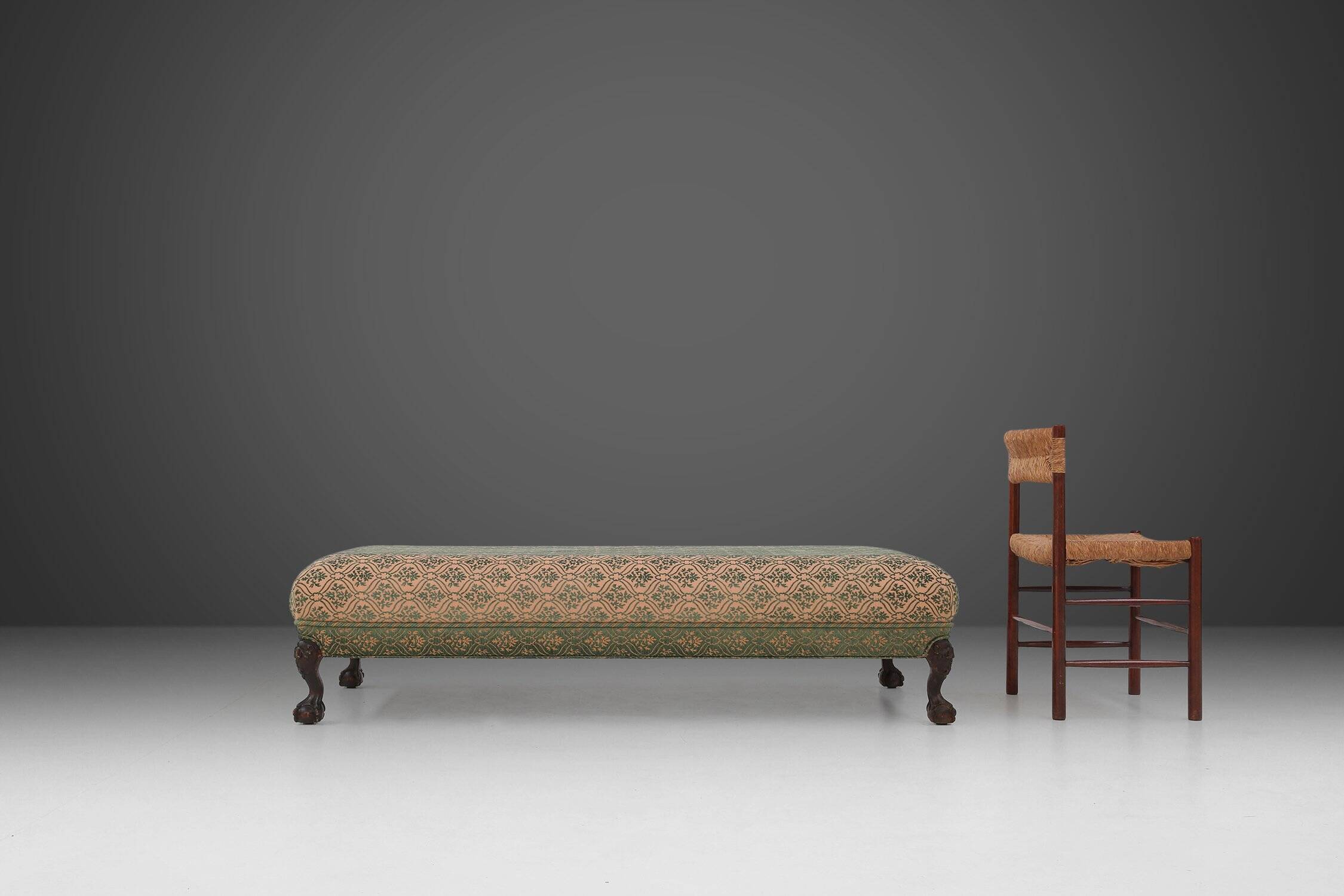 Large Victorian Sofa and Matching Ottoman, United Kingdom, 1890s