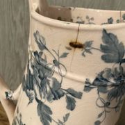 Antique water pitcher, English earthenware, Floral Furnivals England