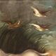 Peinture antique française paysage avec chien