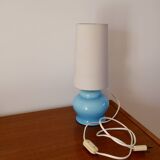 Lamp with blue opaline feet and textured conical lampshade 60s-70s