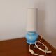 Lamp with blue opaline feet and textured conical lampshade 60s-70s