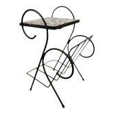 Table d'appoint vintage en carrelage / table pour plantes / table de chevet