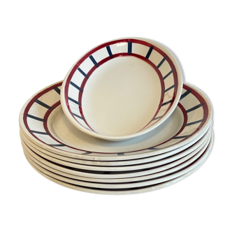 8 ceramic plates hbcm béarn - france vintage