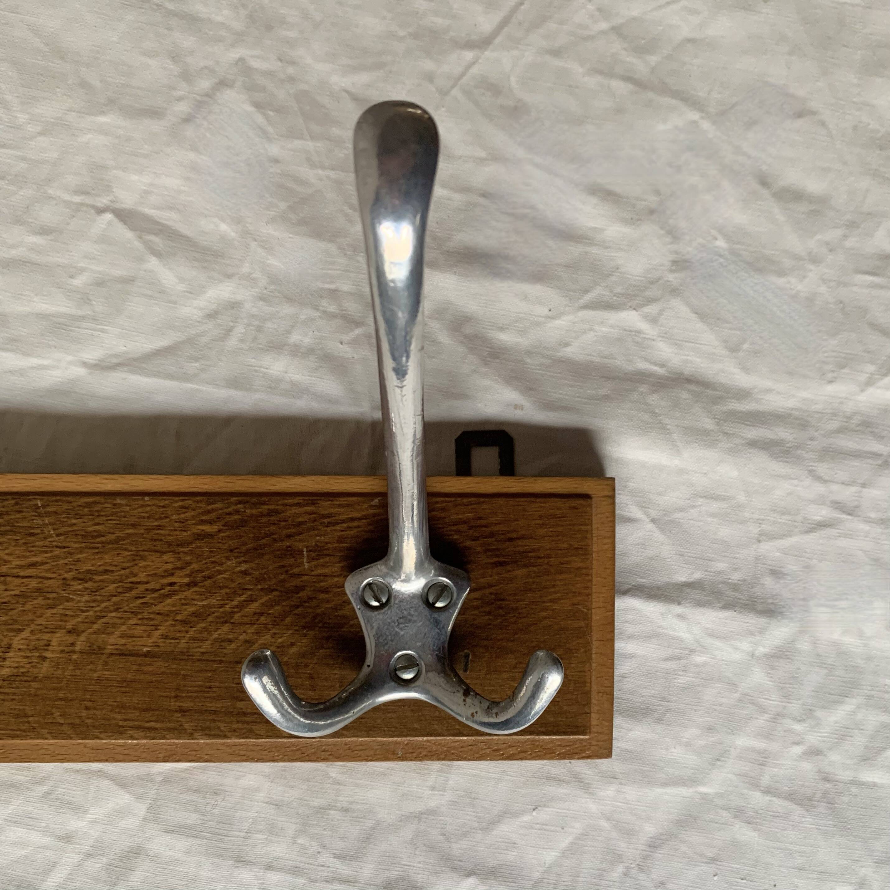 Vintage wooden wall coat rack - 2 hooks