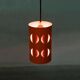 Vintage orange suspension light in a 1970s space age style.