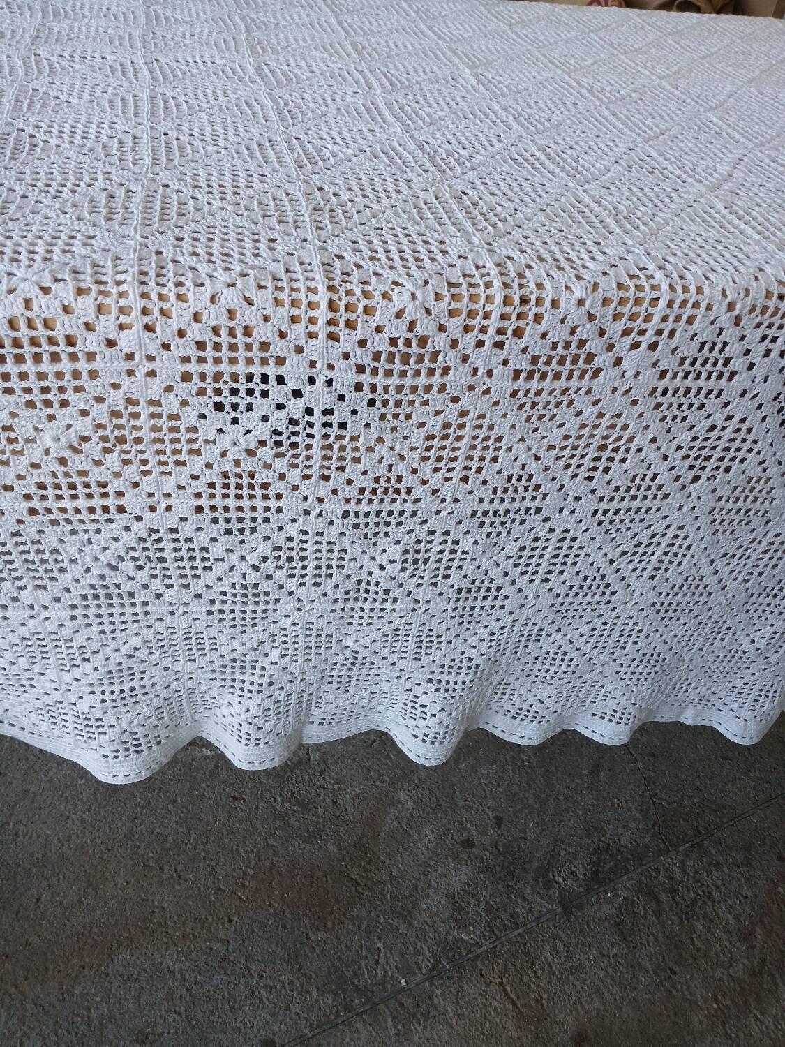 Handmade crochet antique bedspread
