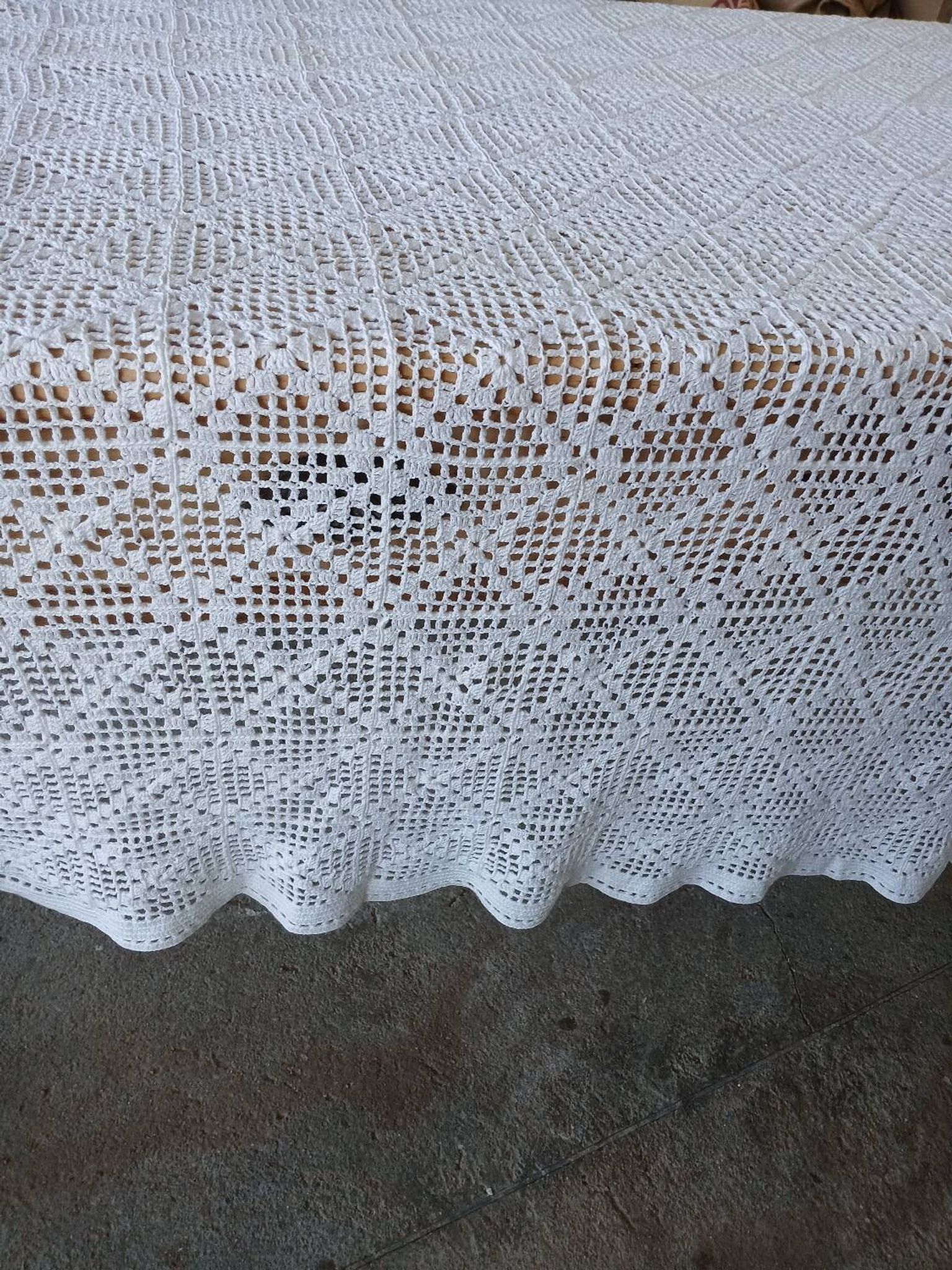 Dessus de lit ancien en crochet fait main