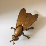 Vintage gold-tone metal fly/bee ashtray/trinket tray