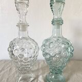 Set of 2 vintage grape glass carafes