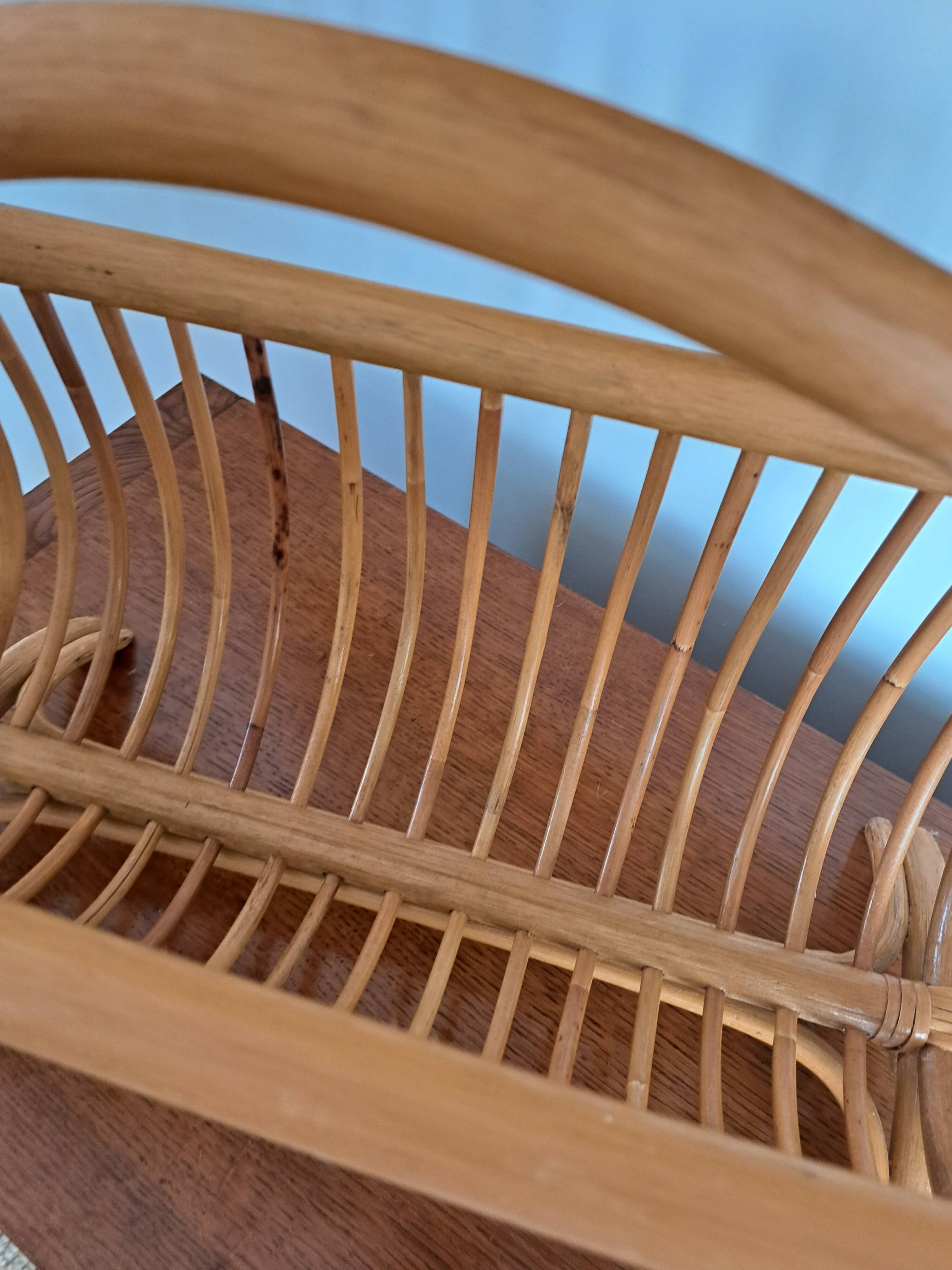 Vintage rattan magazine rack