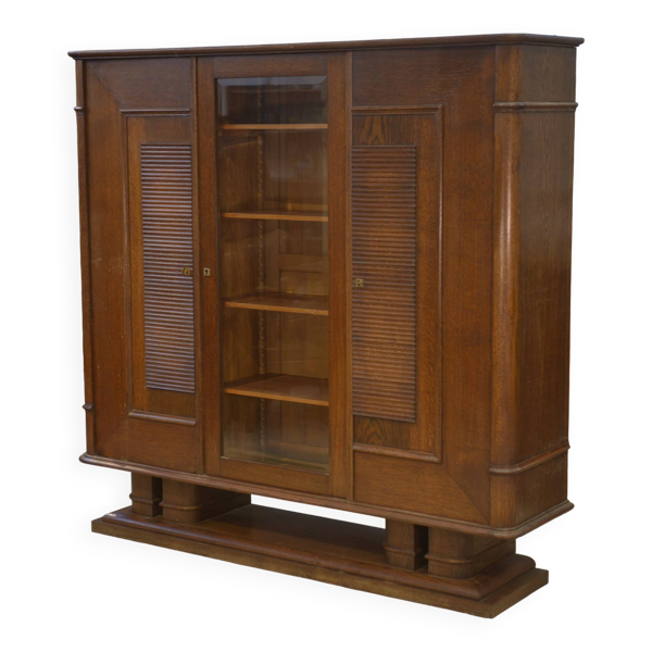 Armoire vitrine brutaliste en chêne Charles Dudouyt 1940’s