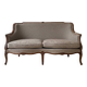 Classic living room set: 2/3-seater sofa in dark wood fabric.